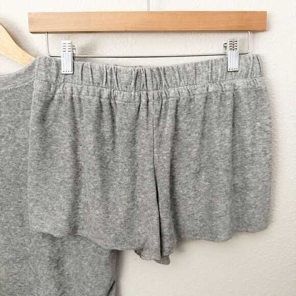 HONEYDEW | Soft Terrycloth Bundle Set T-Shirt + Booty Shorts Gray | Size Small - Picture 5 of 7